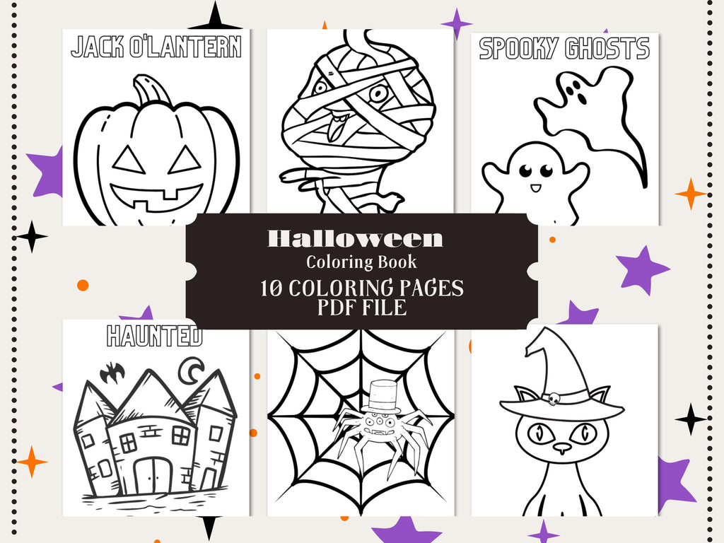 Halloween Coloring Pages for Kids: 10 Printable Designs (PDF)