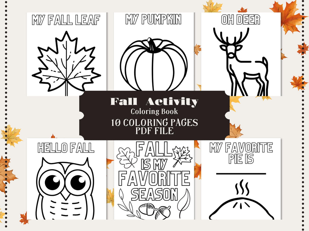 Fall Coloring Pages: Pumpkins, Fox, Squirrel, and More (PDF)