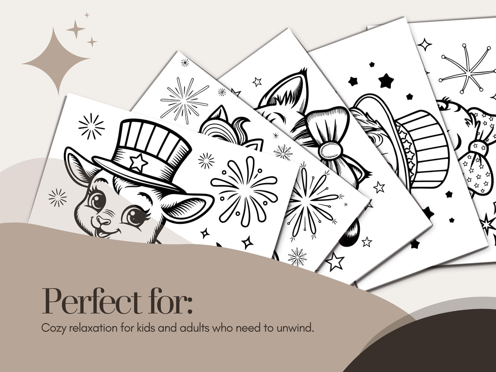 Patriotic Friends 4th of July Coloring Book: Adorable Kids & Adults Pages (PDF Download)