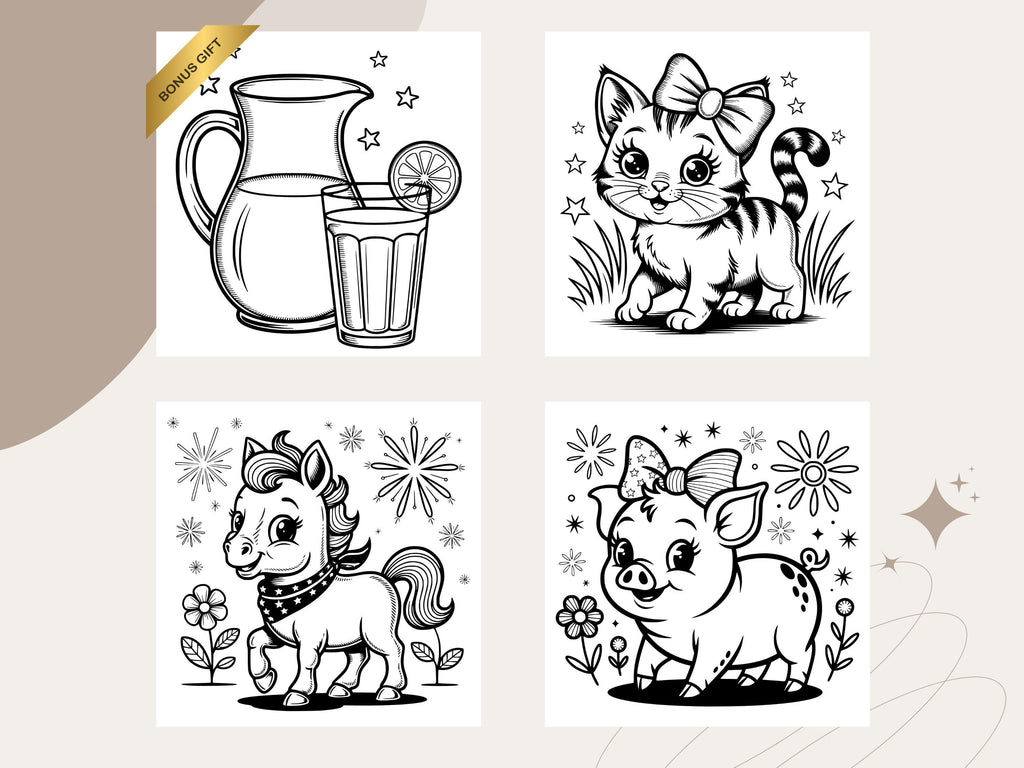 Patriotic Friends 4th of July Coloring Book: Adorable Kids & Adults Pages (PDF Download)