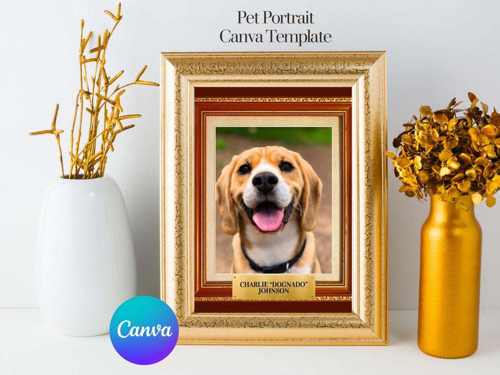 Custom Pet Portrait, Memorial Tribute, Canva Template (Digital Download)
