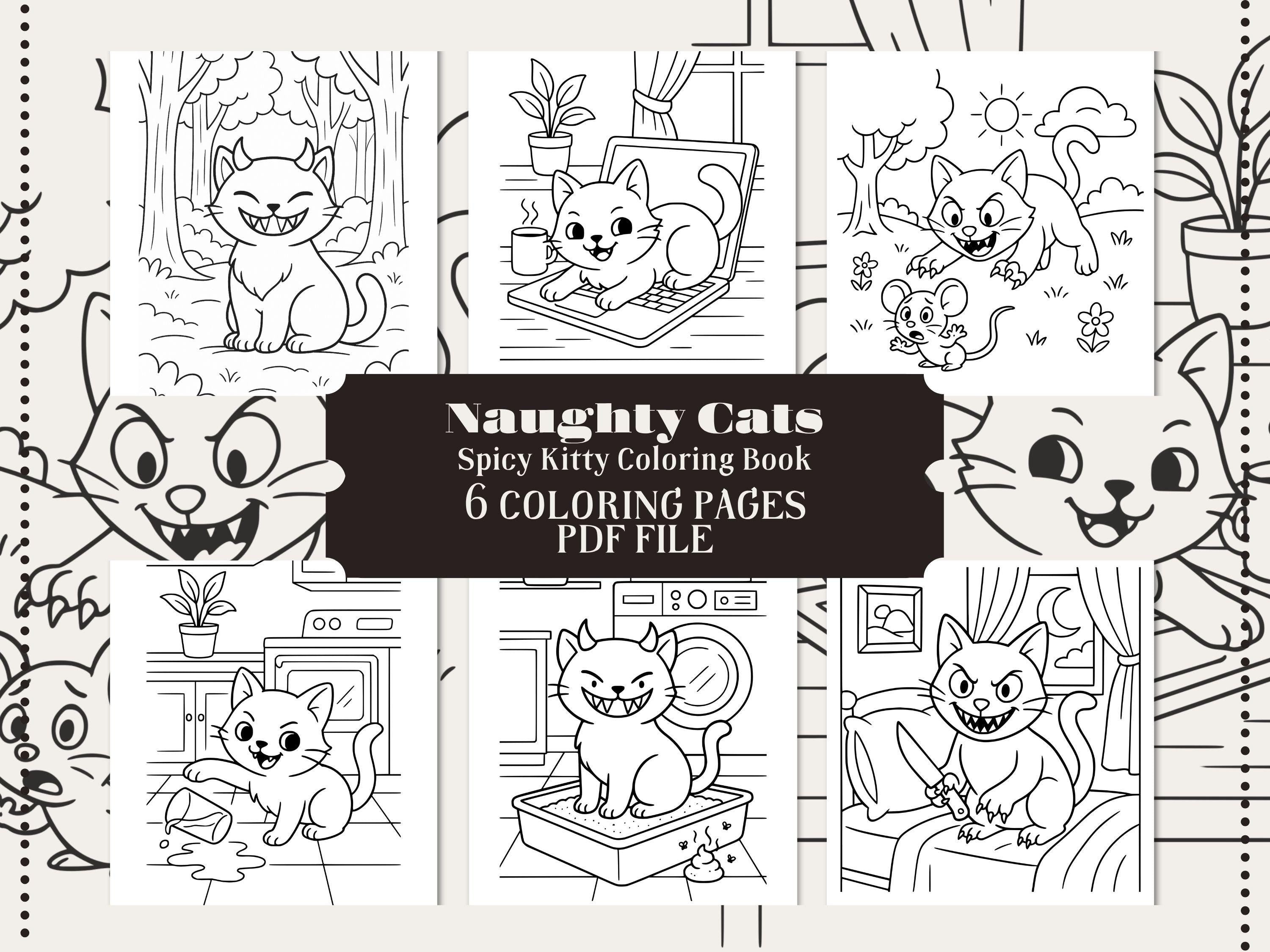Naughty Cat Coloring Book: Cheeky Kitties, Cozy Illustrations (PDF Printable)