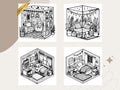 Cozy Bedroom Coloring Book: Relaxing Pocket Room Scenes (PDF Download)
