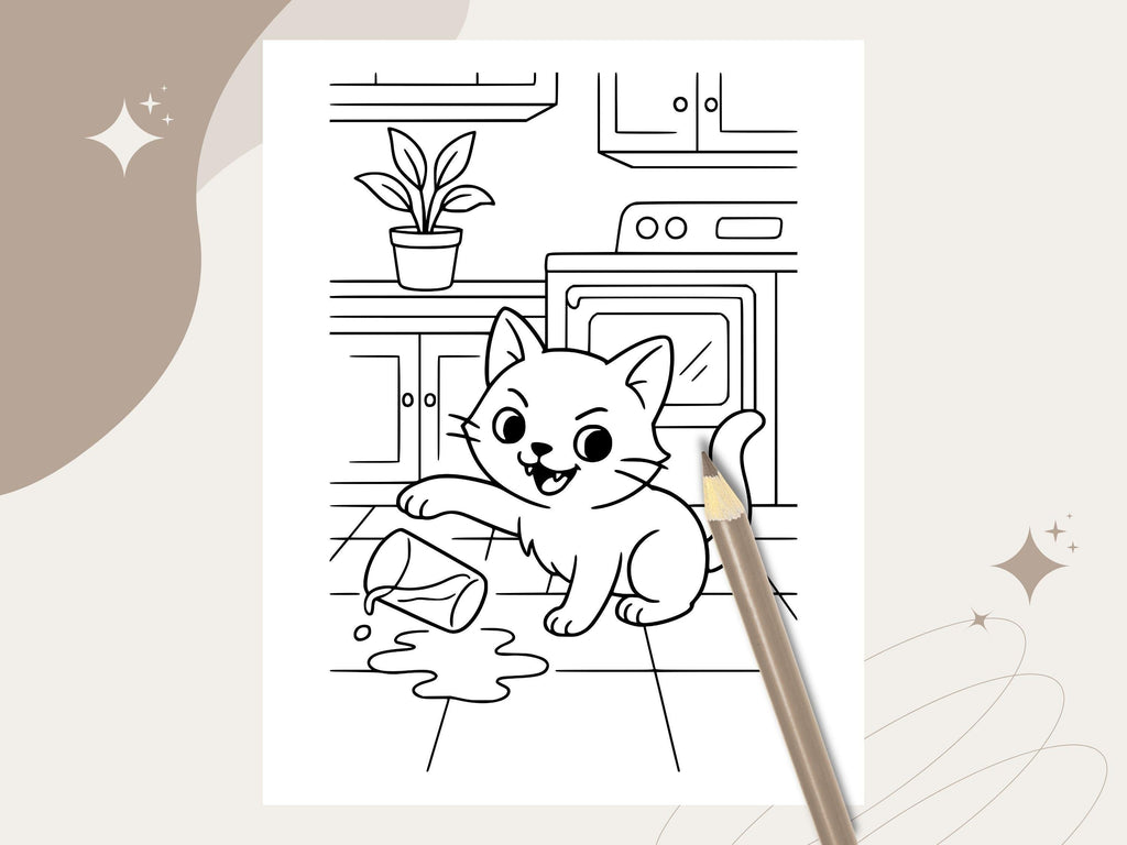 Naughty Cat Coloring Book: Cheeky Kitties, Cozy Illustrations (PDF Printable)
