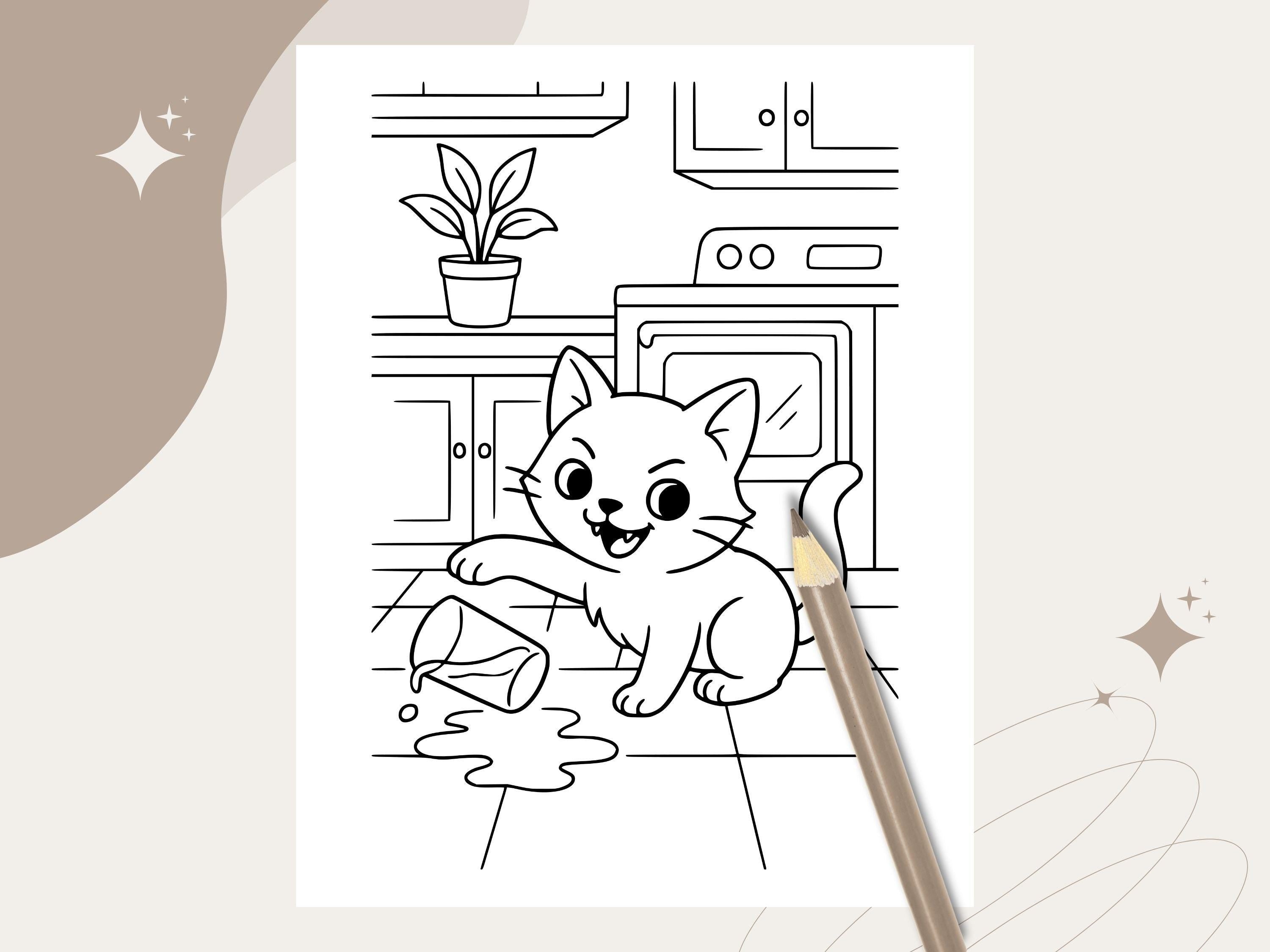 Naughty Cat Coloring Book: Cheeky Kitties, Cozy Illustrations (PDF Printable)