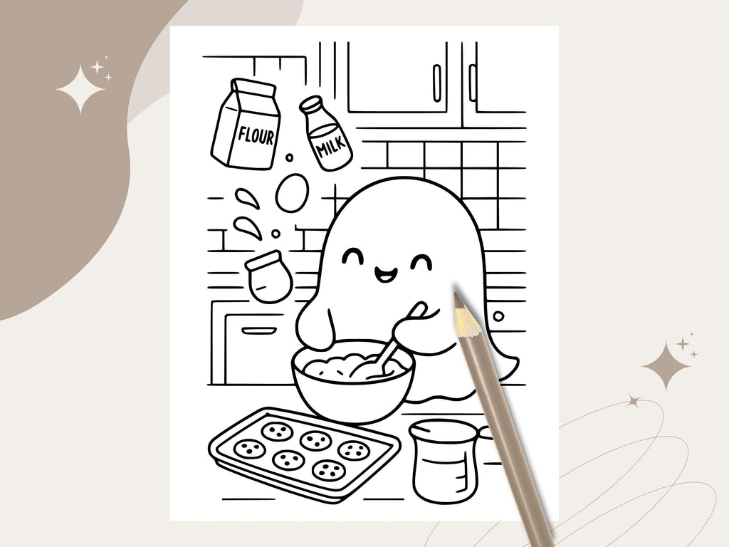 Spooky Cuties Coloring Pages: Cozy Halloween Kawaii Art (PDF Download)