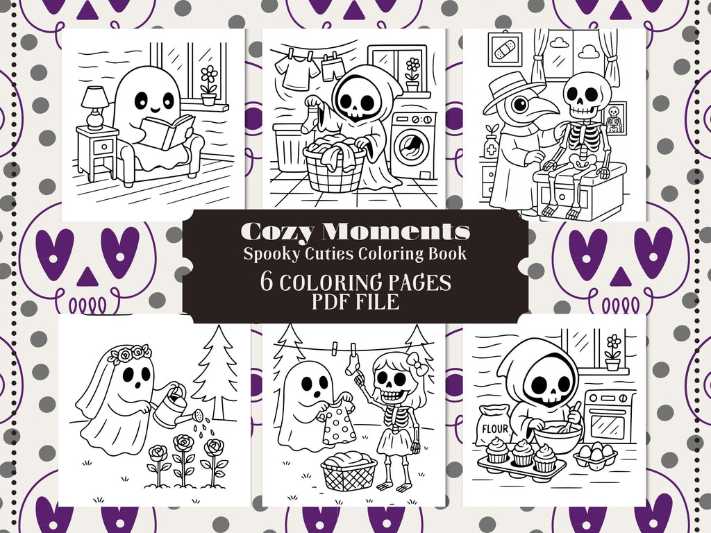 Spooky Cuties Coloring Book: Cozy Halloween Kawaii Pages (PDF Download)