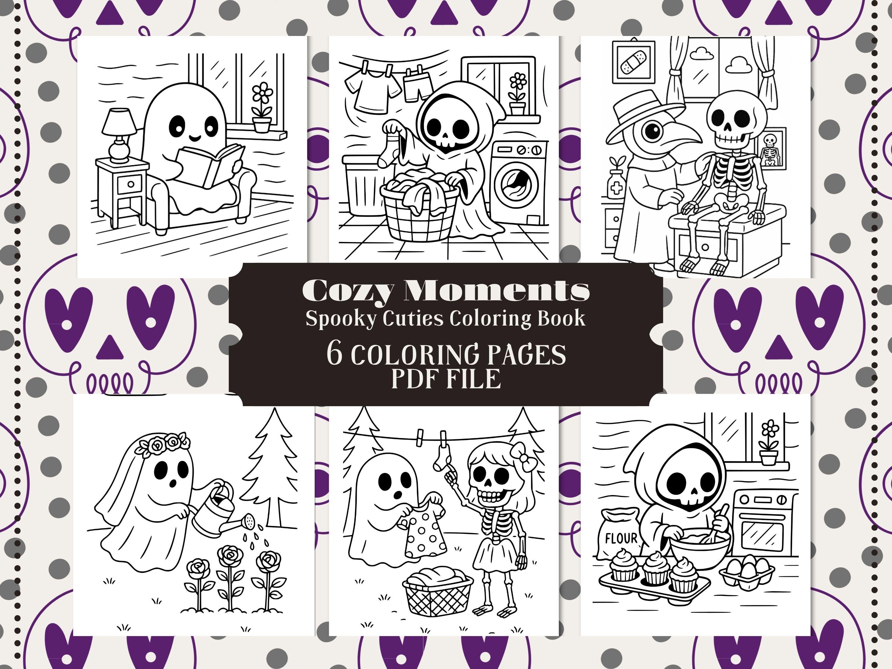 Spooky Cuties Coloring Book: Cozy Halloween Kawaii Pages (PDF Download)
