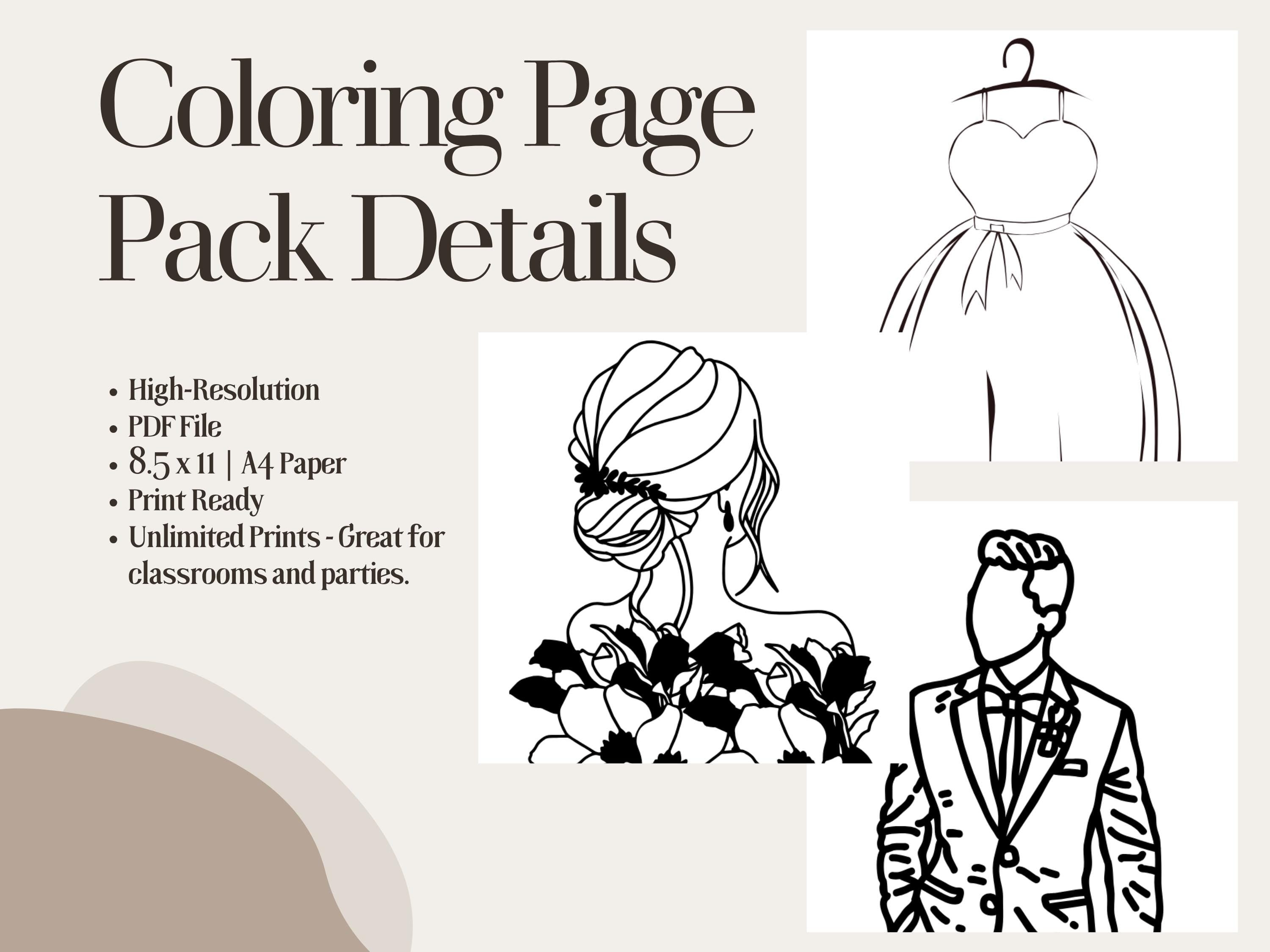 Wedding Coloring Pages for Kids: Bridal Shower Activity (PDF Download)