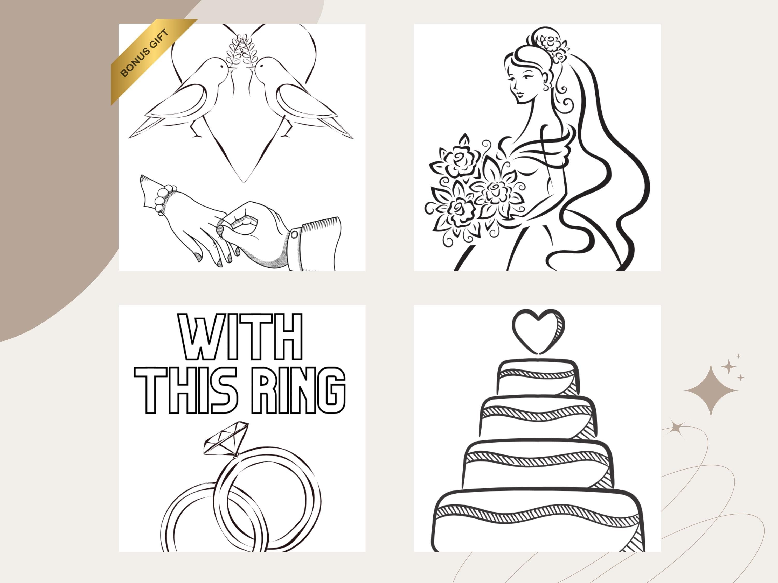 Wedding Coloring Pages for Kids: Bridal Shower Activity (PDF Download)