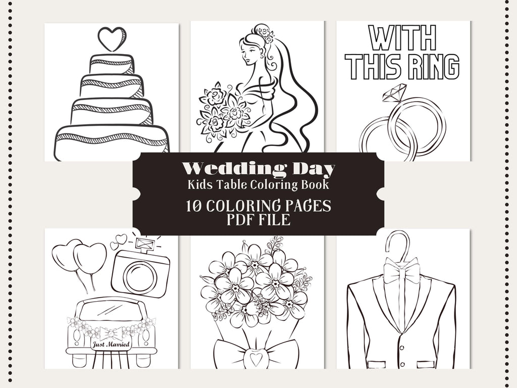 Wedding Coloring Pages for Kids: Bridal Shower Activity (PDF Download)