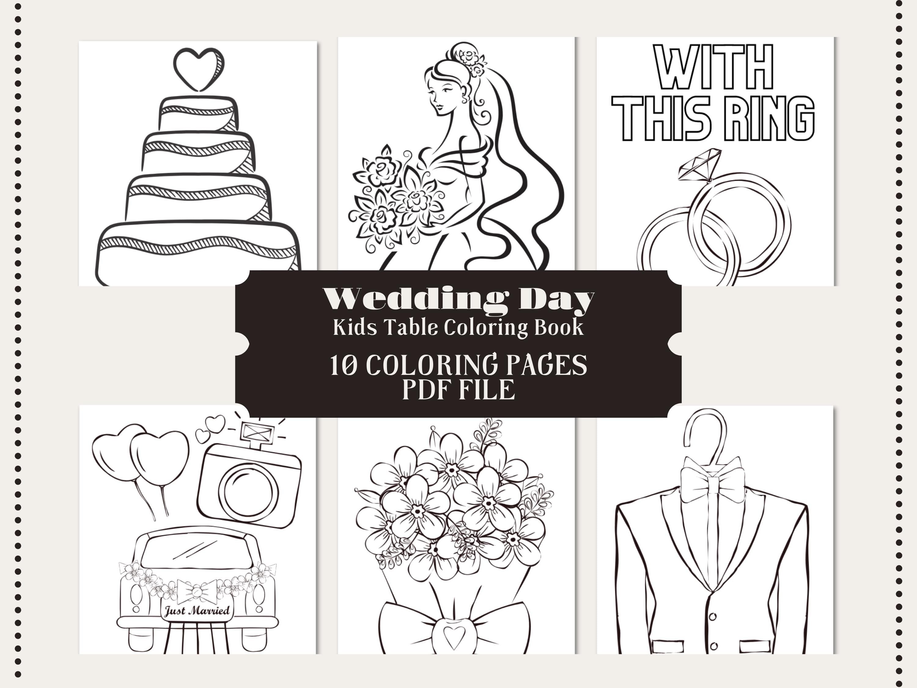 Wedding Coloring Pages for Kids: Bridal Shower Activity (PDF Download)