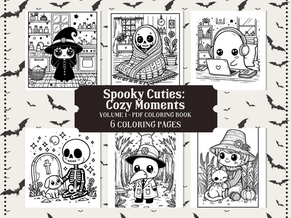 Spooky Cuties Coloring Book: Cozy Halloween Characters (PDF Download)