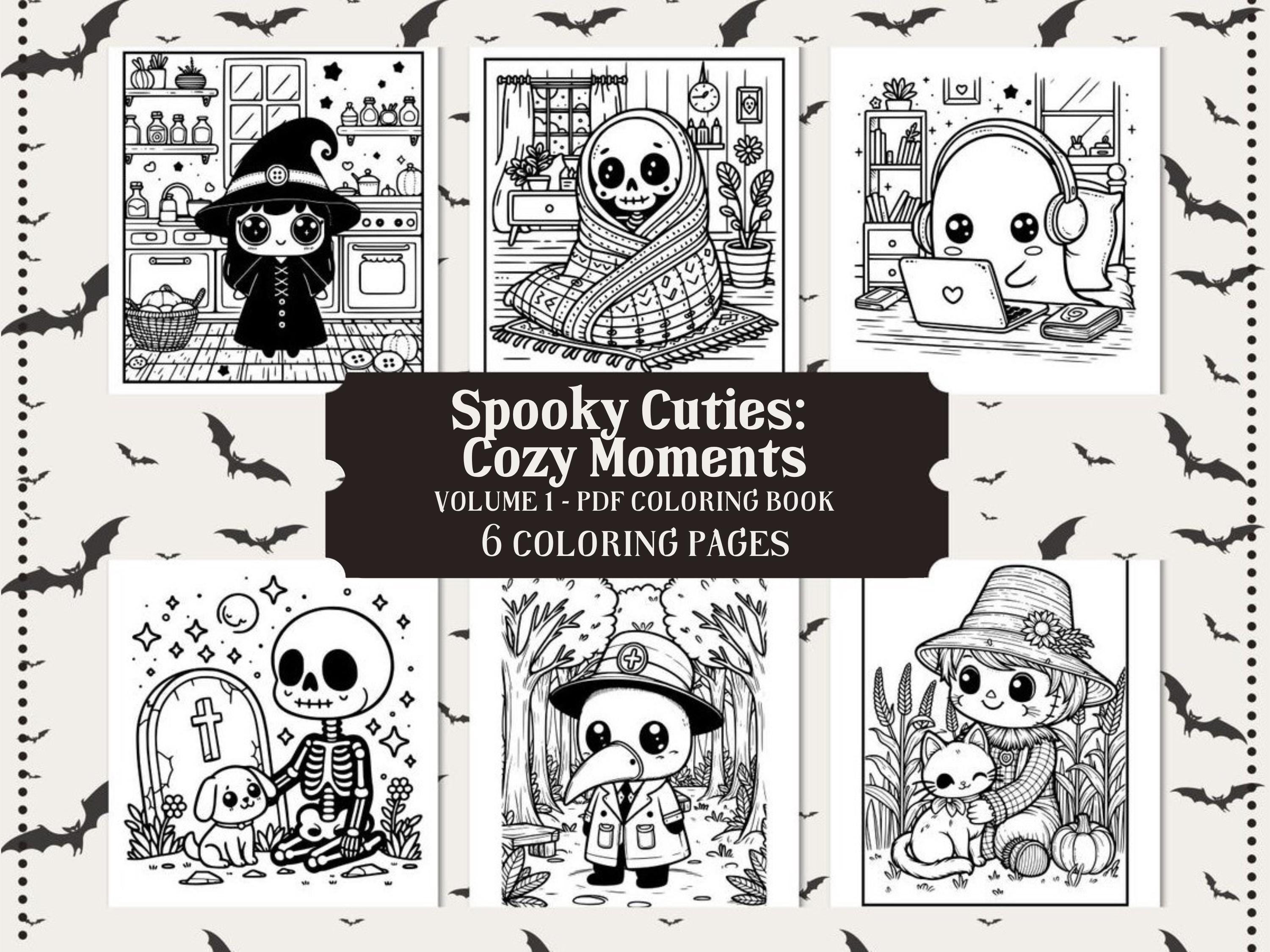 Spooky Cuties Coloring Book: Cozy Halloween Characters (PDF Download)
