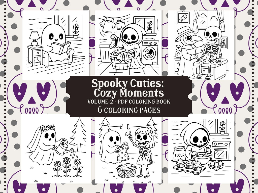 Spooky Cuties Coloring Book: Cozy Halloween Kawaii Pages (PDF Download)