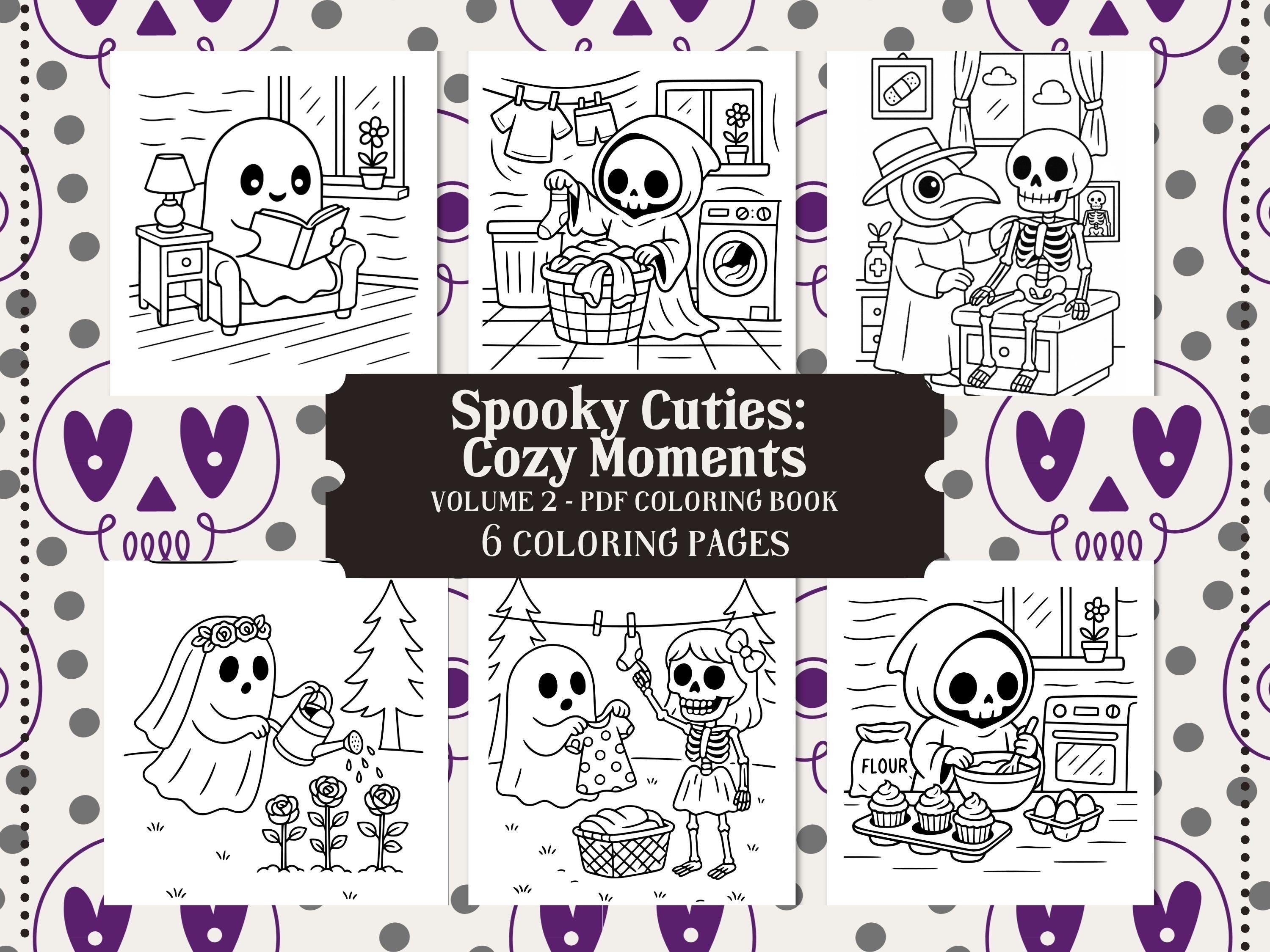 Spooky Cuties Coloring Book: Cozy Halloween Kawaii Pages (PDF Download)