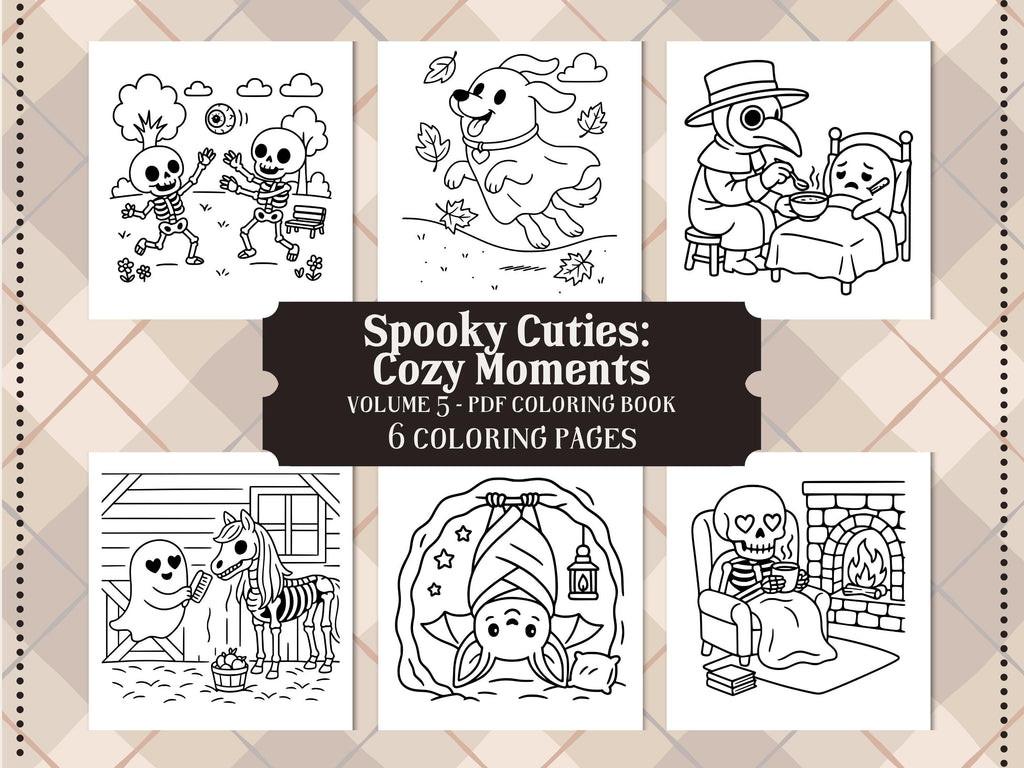 Kawaii Halloween Coloring Pages: Spooky Cuties Cozy Moments (PDF Download w/Bonus Image)