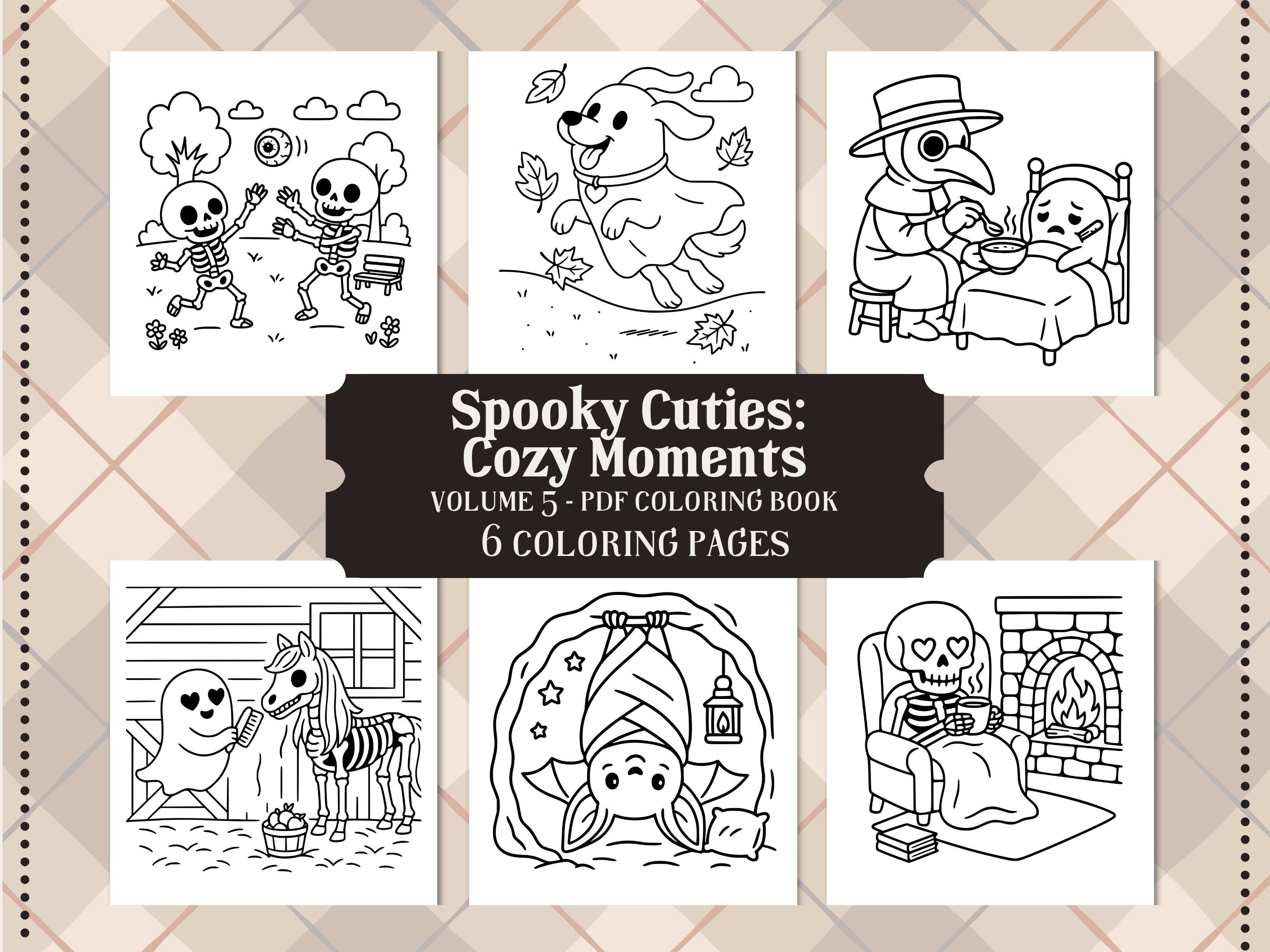 Kawaii Halloween Coloring Pages: Spooky Cuties Cozy Moments (PDF Download w/Bonus Image)