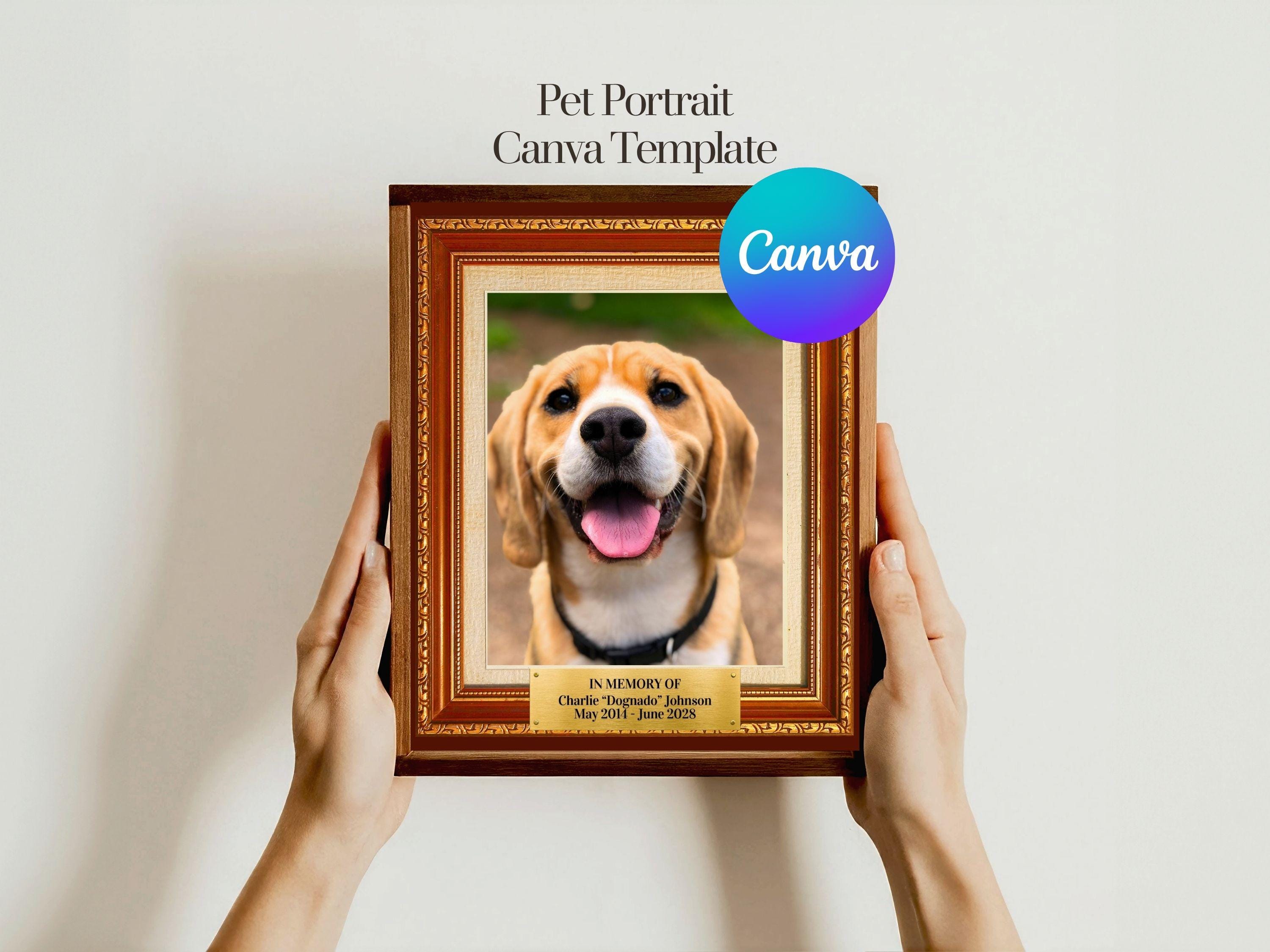 Custom Pet Portrait, Memorial Tribute, Canva Template (Digital Download)
