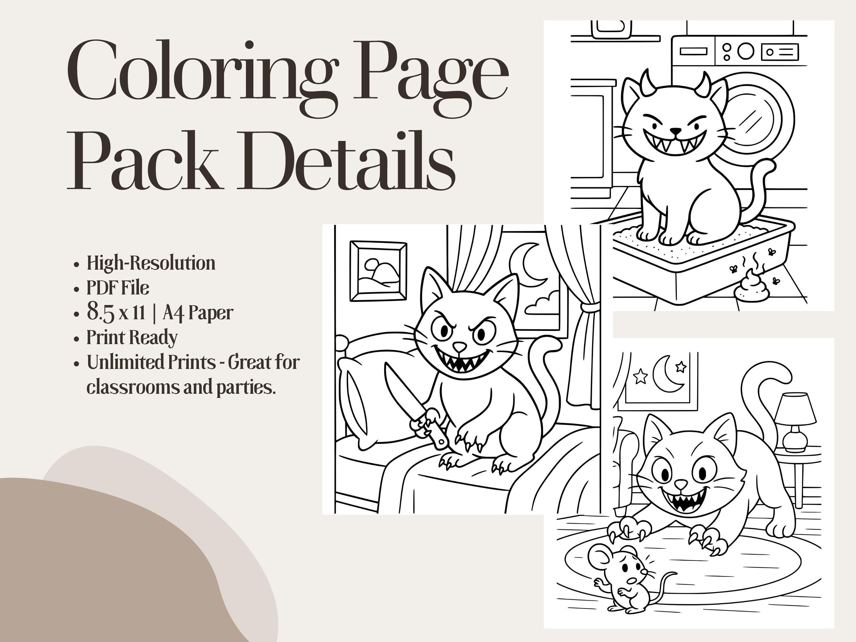 Naughty Cat Coloring Book: Cheeky Kitties, Cozy Illustrations (PDF Printable)