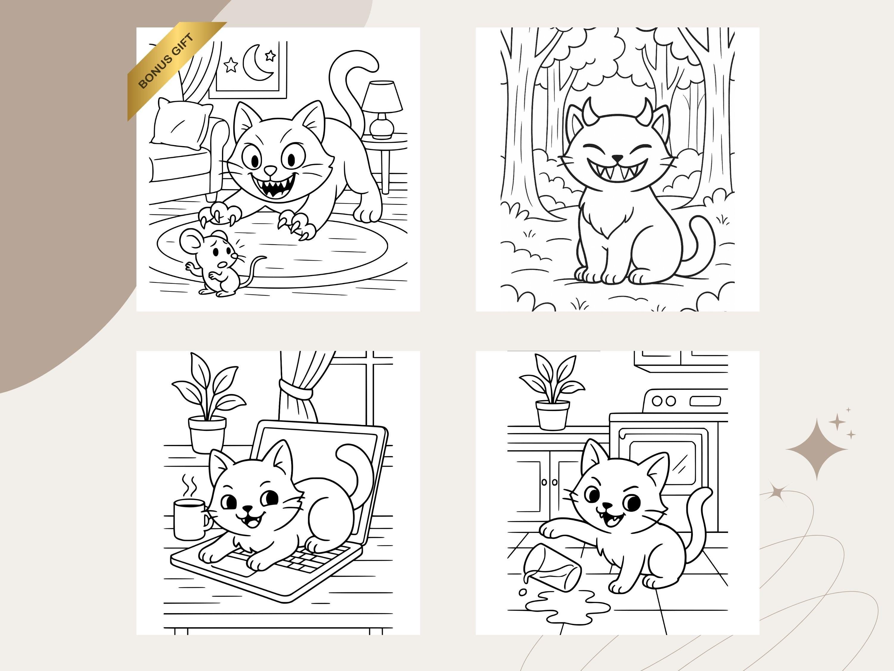 Naughty Cat Coloring Book: Cheeky Kitties, Cozy Illustrations (PDF Printable)