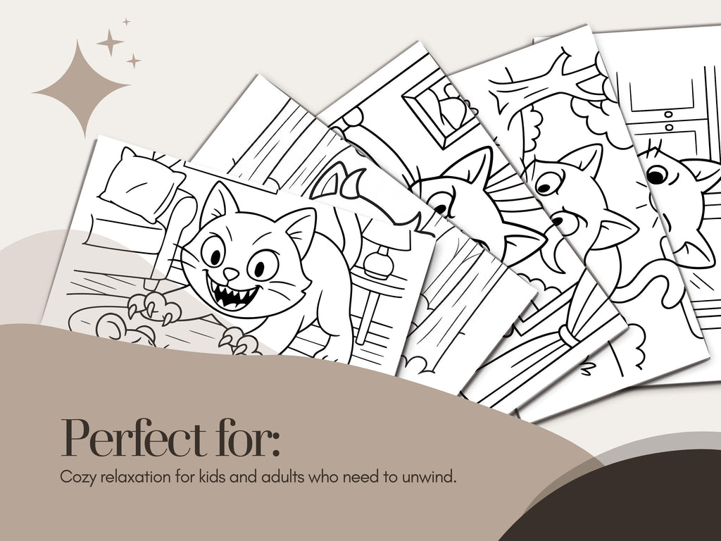Naughty Cat Coloring Book: Cheeky Kitties, Cozy Illustrations (PDF Printable)