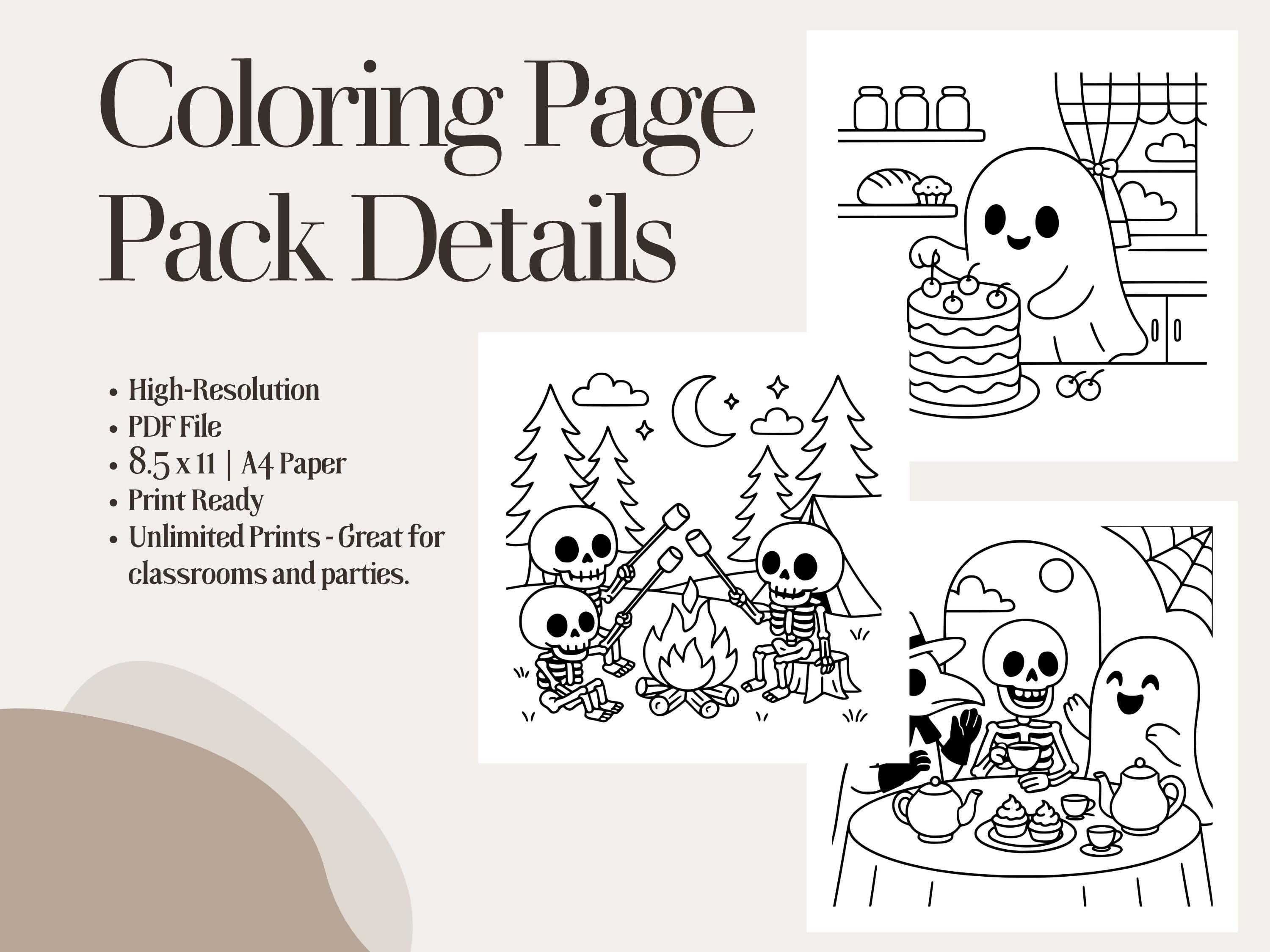 Kawaii Spooky Cuties Coloring Pages: Cozy Halloween Fun (PDF Download)