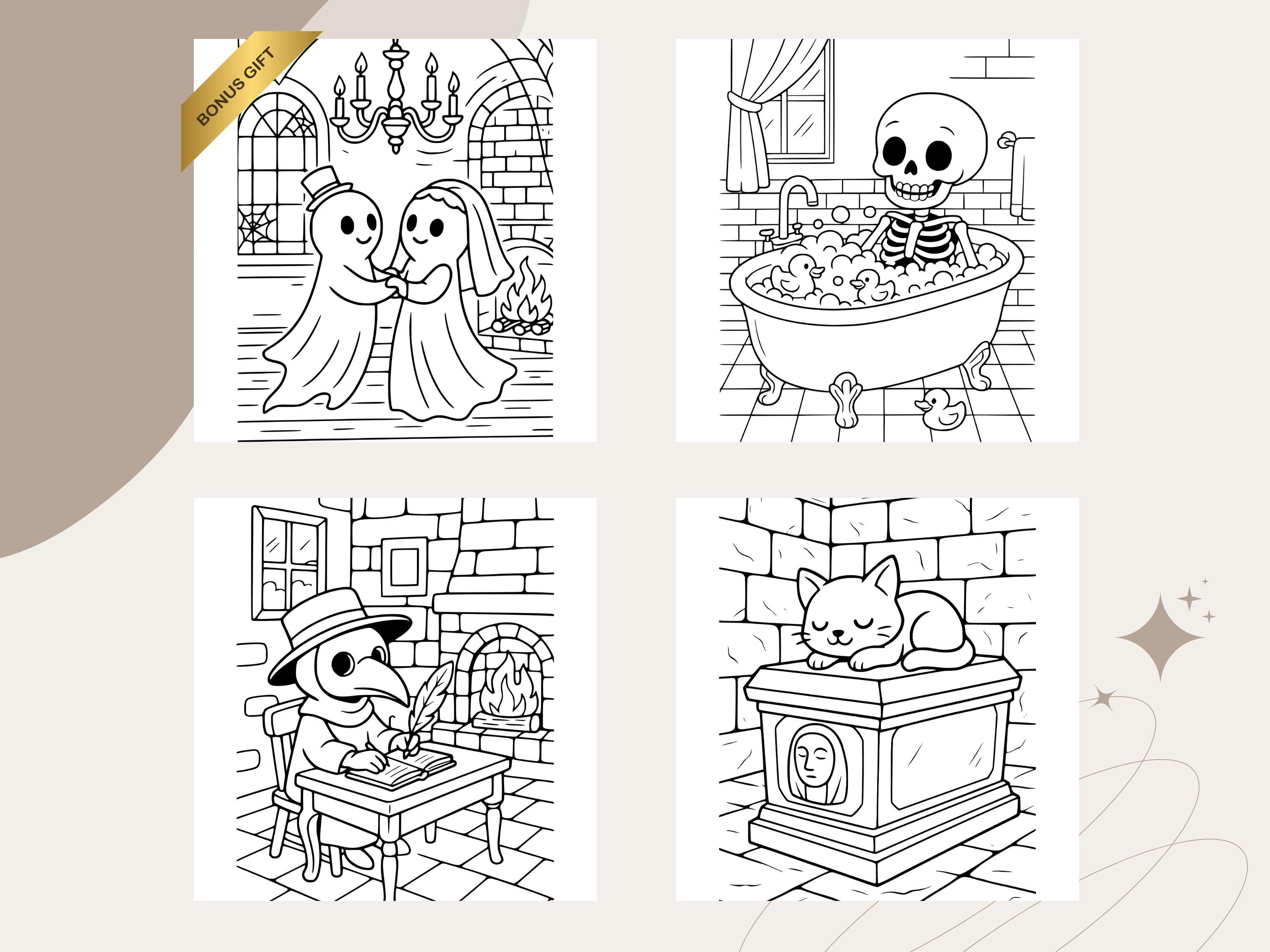 Kawaii Spooky Cuties Coloring Pages: Cozy Halloween Fun (PDF Download)