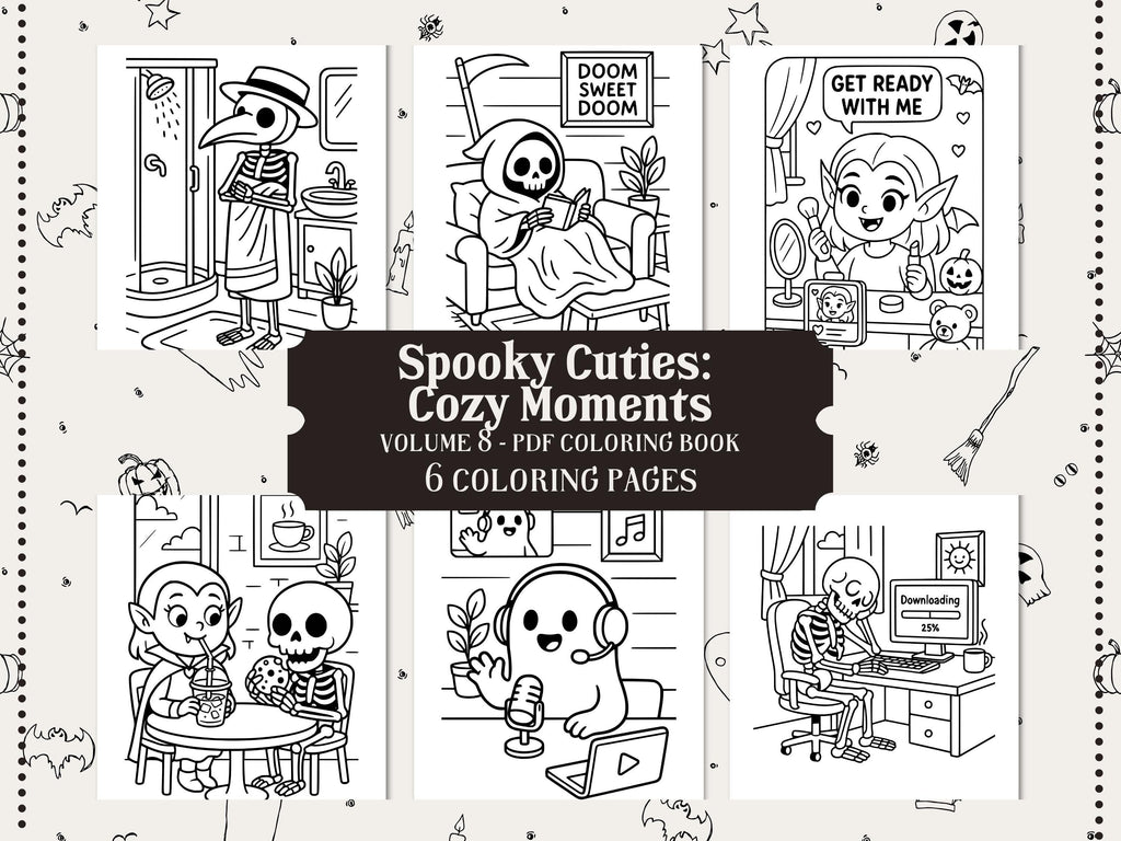 Spooky Cuties Coloring Pages: Kawaii Halloween Art (PDF Download)