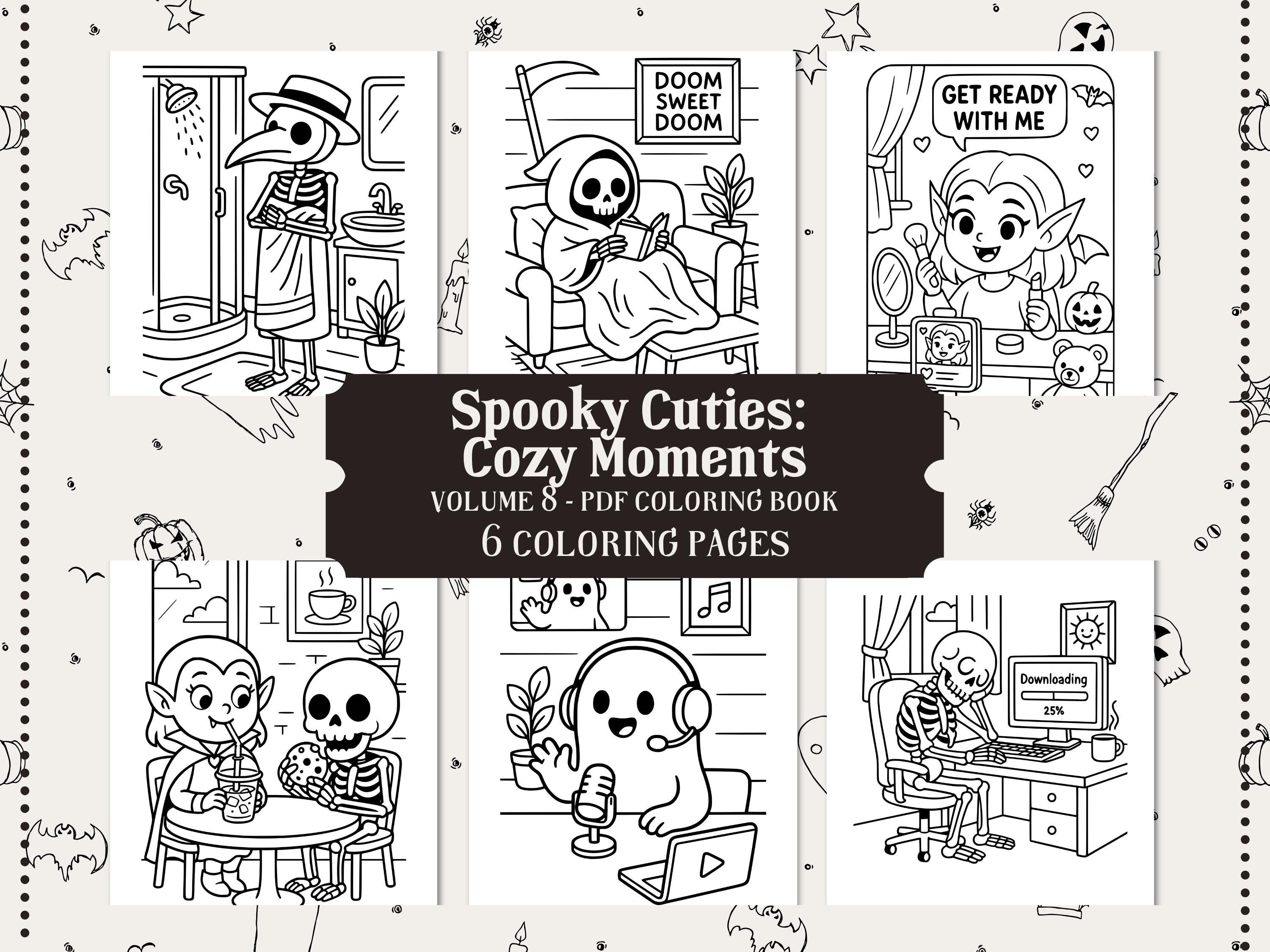Spooky Cuties Coloring Pages: Kawaii Halloween Art (PDF Download)