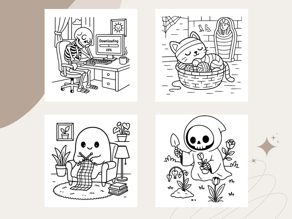 Cozy Goth Coloring Book: 56 Spooky Cuties Pages (PDF Download)