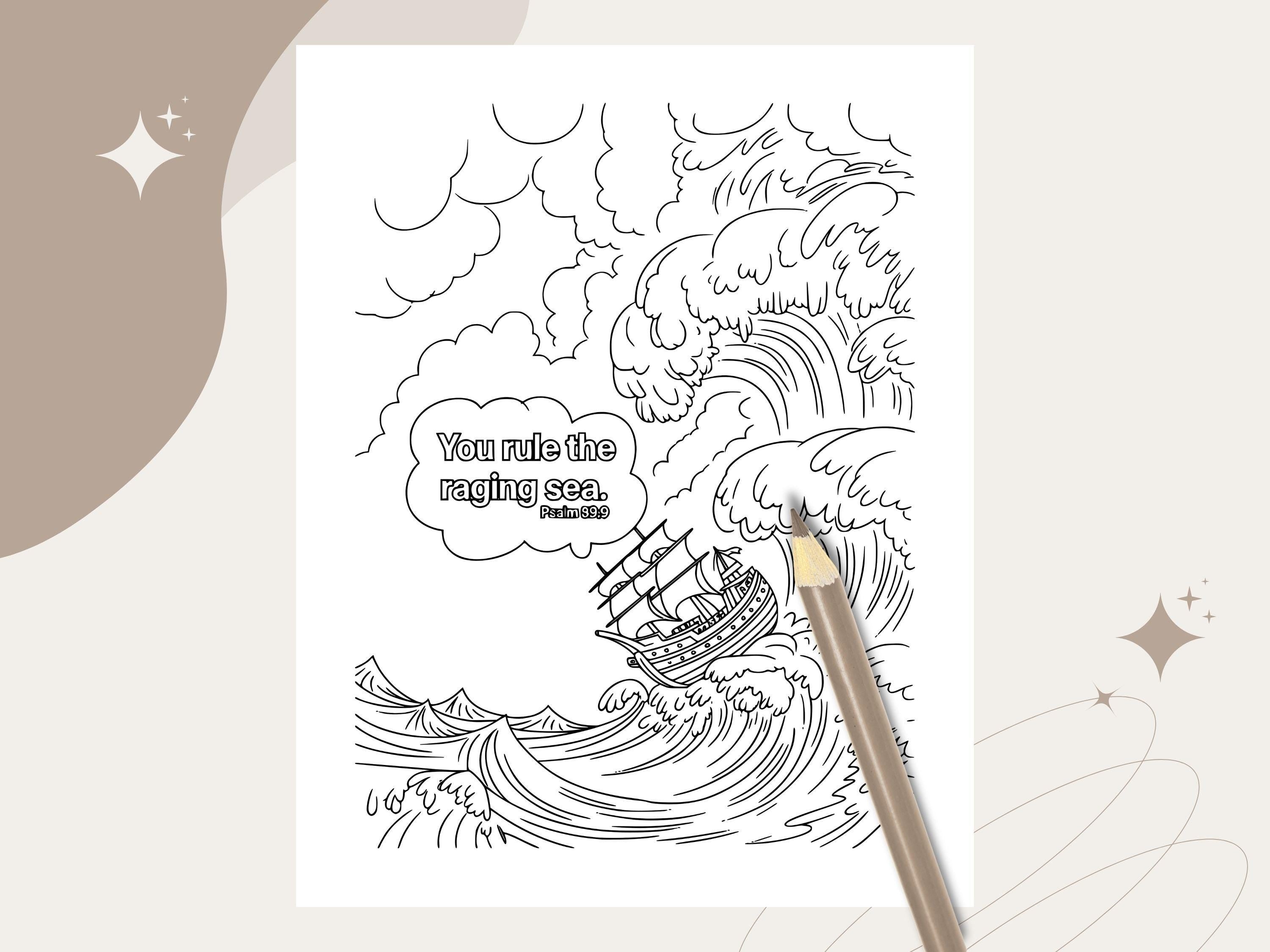 Ocean Bible Verse Coloring Pages: Christian Art for Adults & Kids (PDF Download)