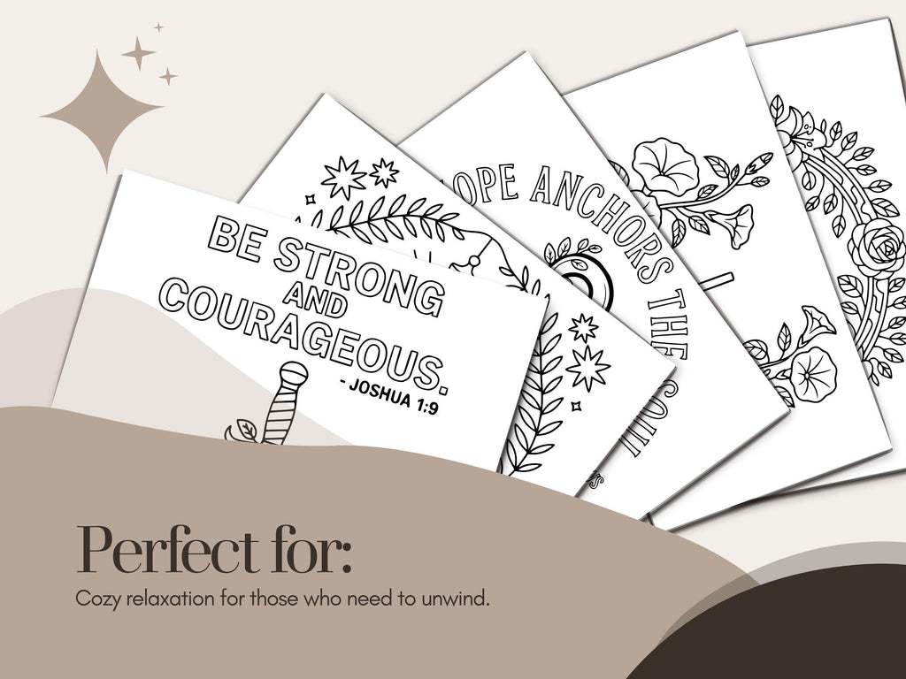 Floral Christian Bible Verse Coloring Pages: Sunday School Activity (PDF Pattern V2)
