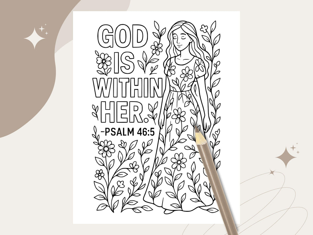 Floral Bible Verse Coloring Pages: Christian Activity, Sunday School (PDF Download V3)