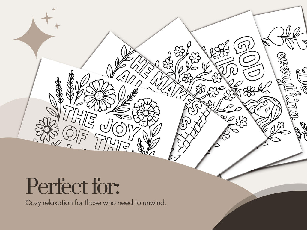 Floral Bible Verse Coloring Pages: Christian Activity, Sunday School (PDF Download V3)
