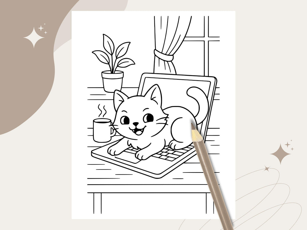 Naughty Cat Coloring Book: Cheeky Kitties, Cozy Illustrations (PDF Printable)