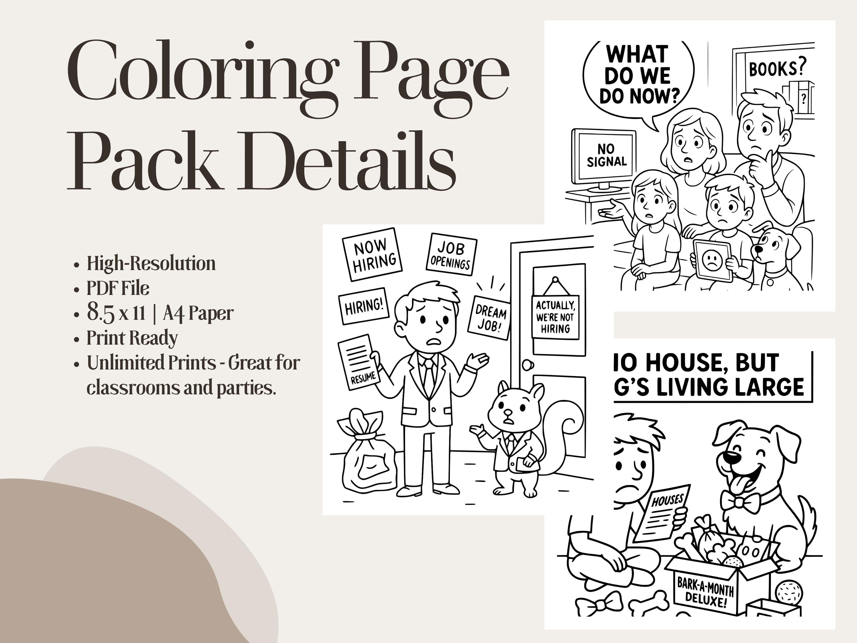First World Problems Coloring Book: Adult & Kids Printable PDF (Bonus Drawing Included)
