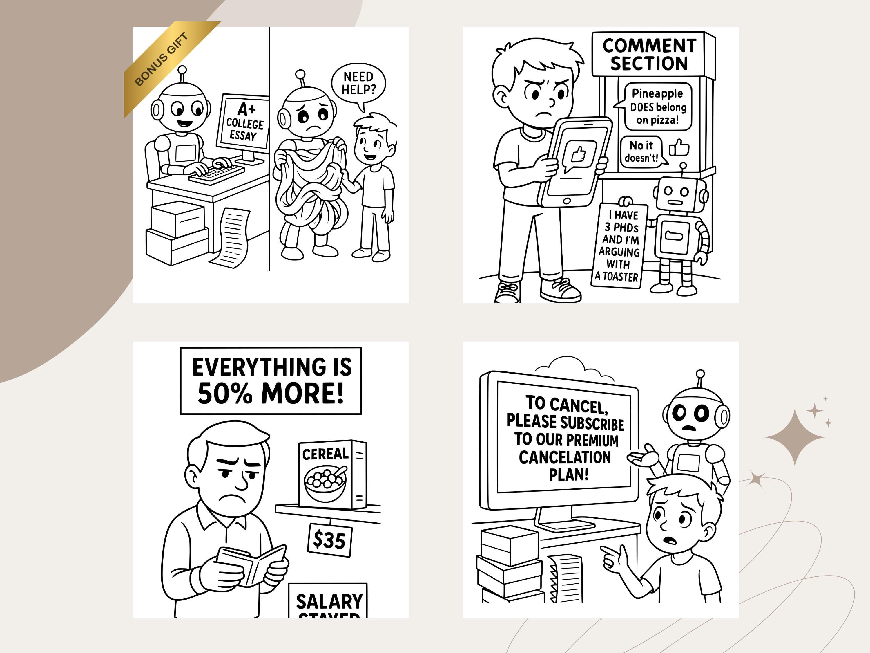 First World Problems Coloring Book: Adult & Kids Printable PDF (Bonus Drawing Included)
