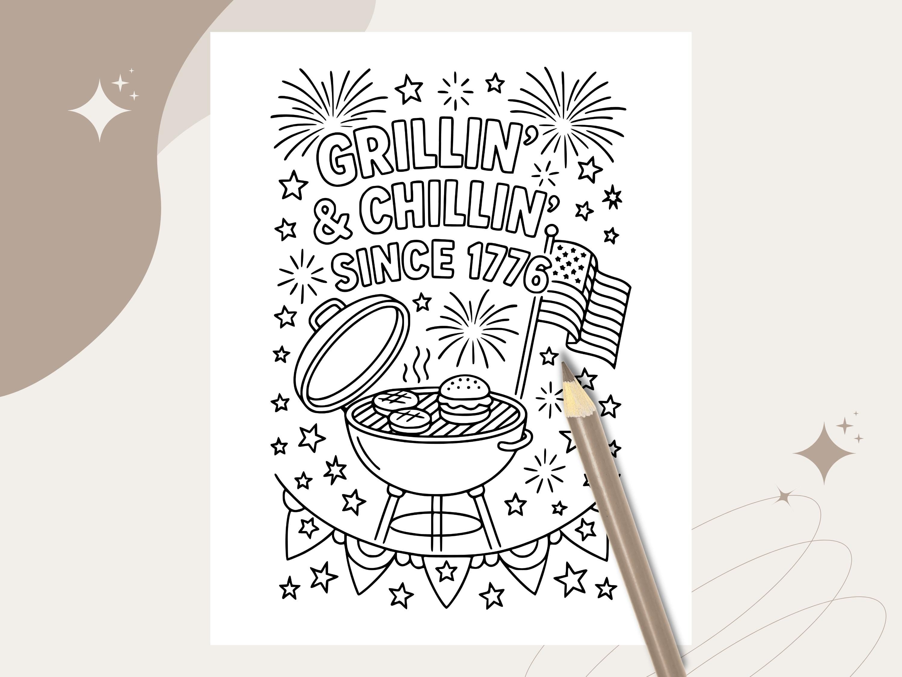 Funny 4th of July Coloring Pages: Patriotic Sassy Designs (PDF Printable & PNG Pages)