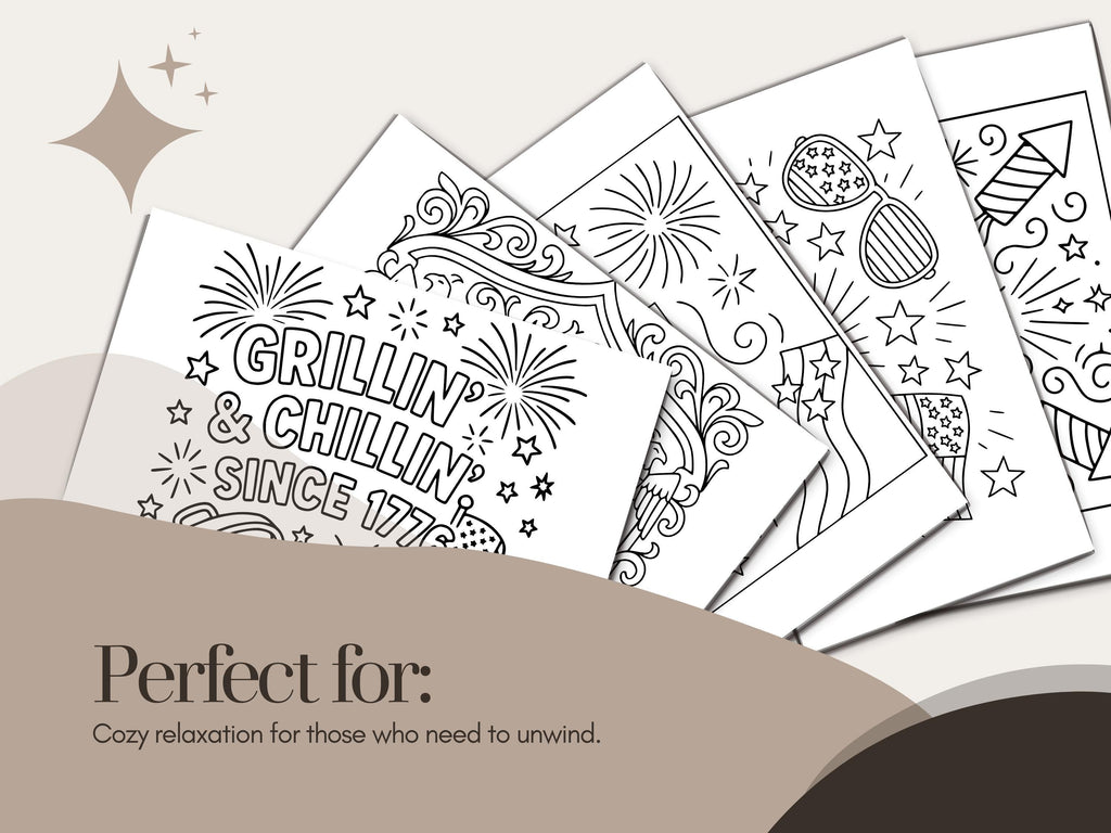 Funny 4th of July Coloring Pages: Patriotic Sassy Designs (PDF Printable & PNG Pages)