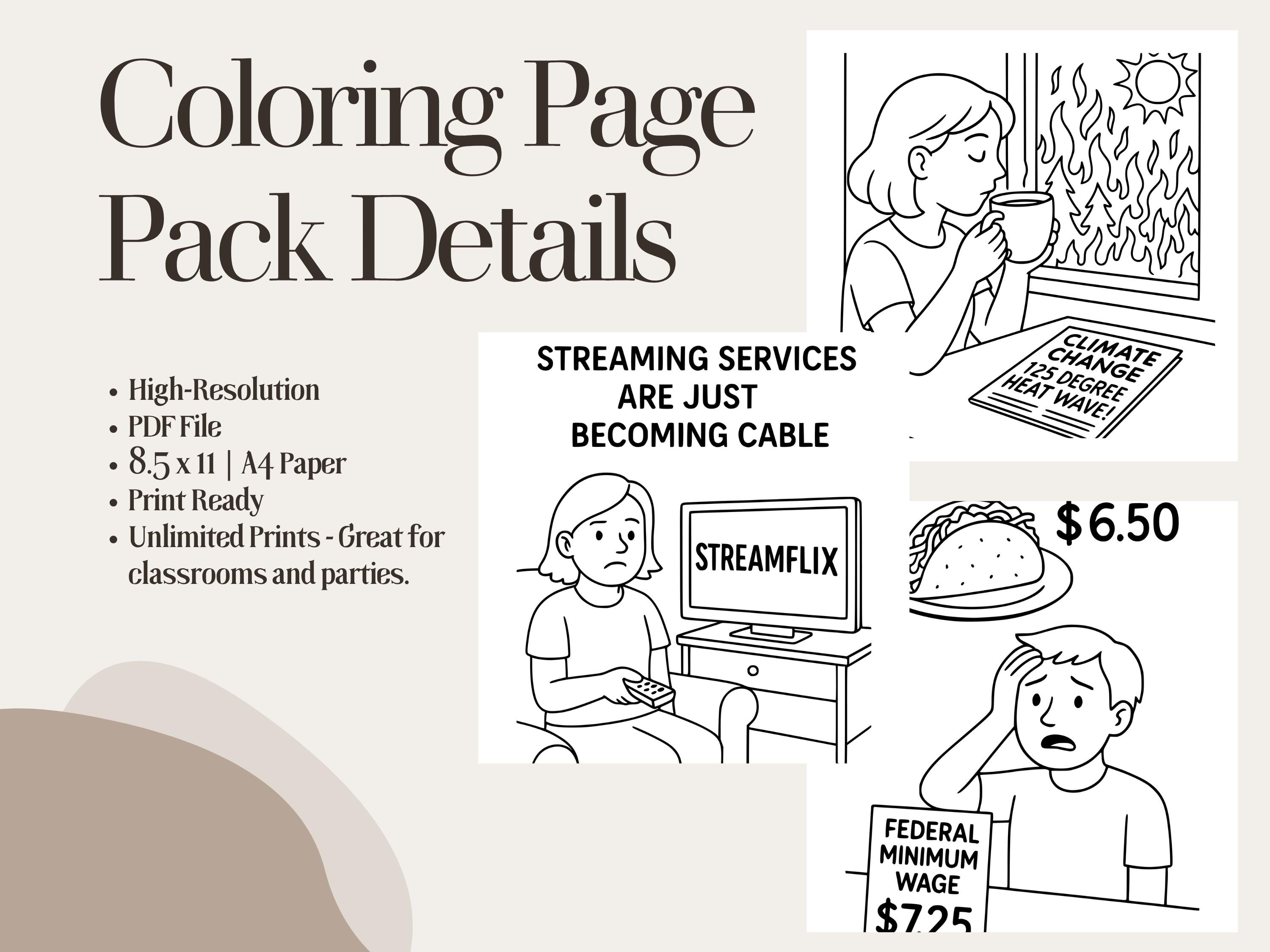 First World Problems Coloring Book: Adult & Kids Printable Pages (PDF) /w Bonus