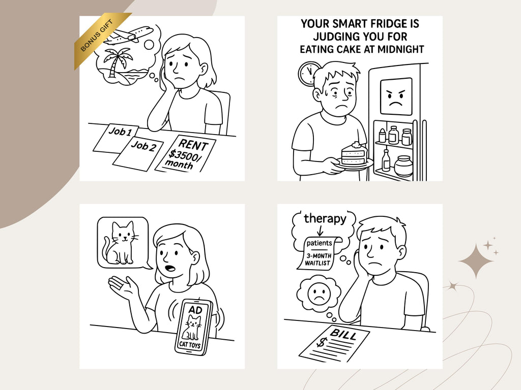 First World Problems Coloring Book: Adult & Kids Printable Pages (PDF) /w Bonus