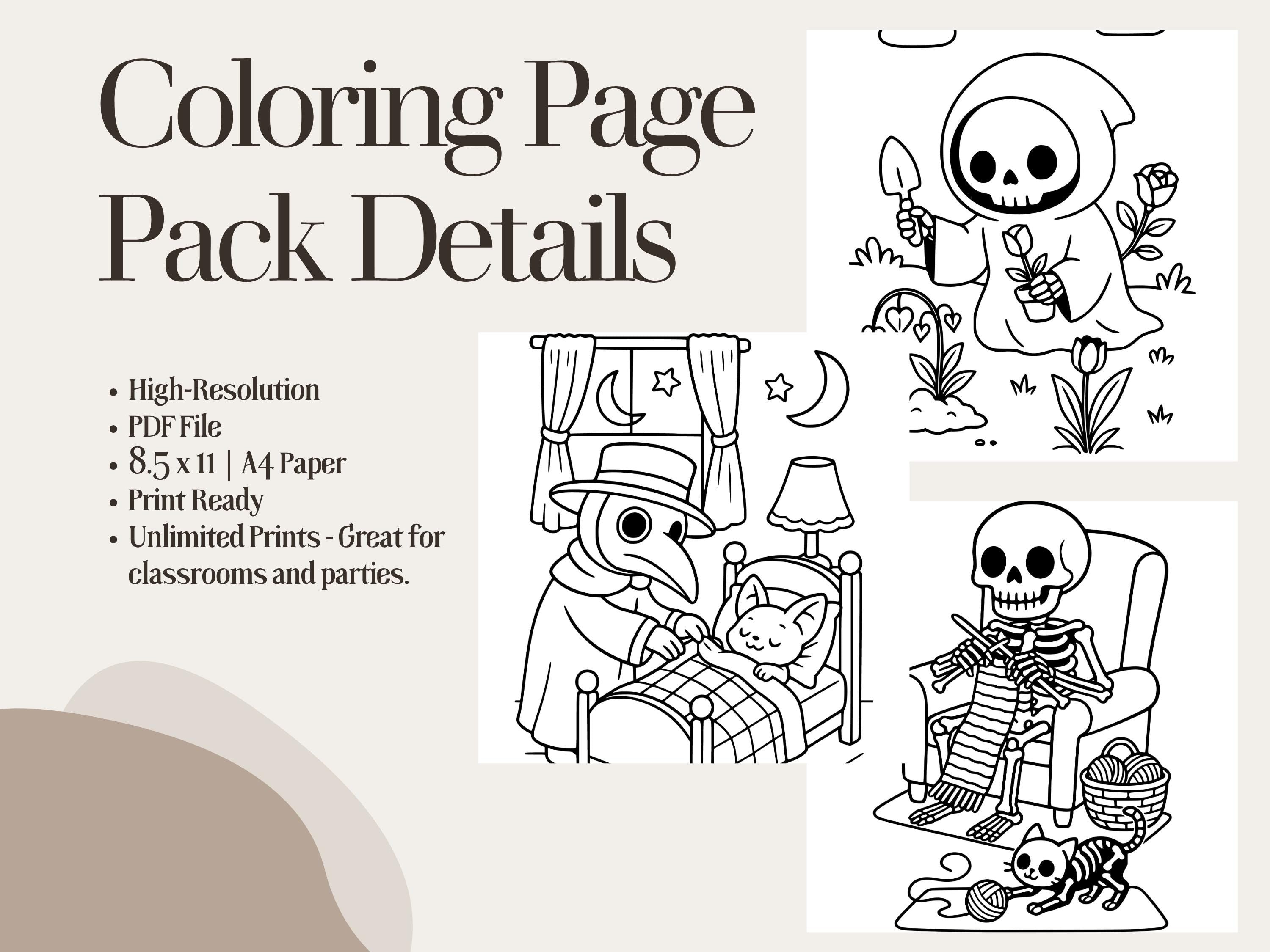 Spooky Cuties Coloring Pages: Cozy Halloween Kawaii Art (PDF Download)