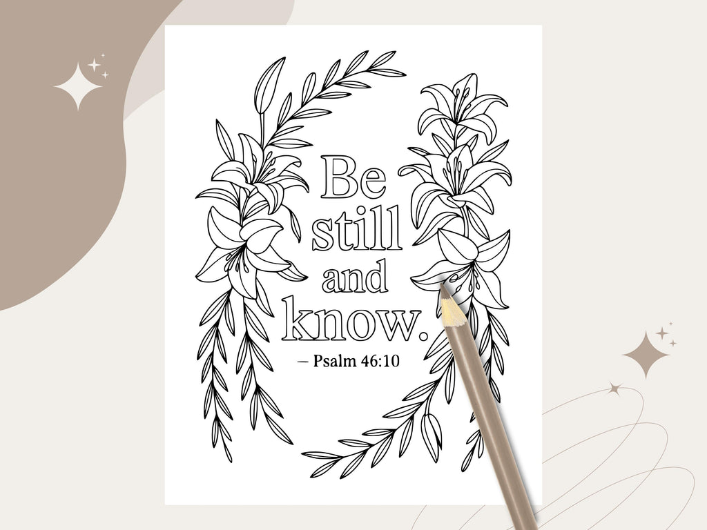 Floral Christian Coloring Pages: Bible Verse Art (PDF Download V1)