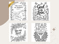 Floral Christian Coloring Pages: Bible Verse Art (PDF Download V1)