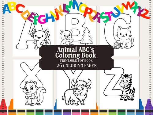 Animal ABC Coloring Pages: A-Z Alphabet Learning Activity (PDF Download)