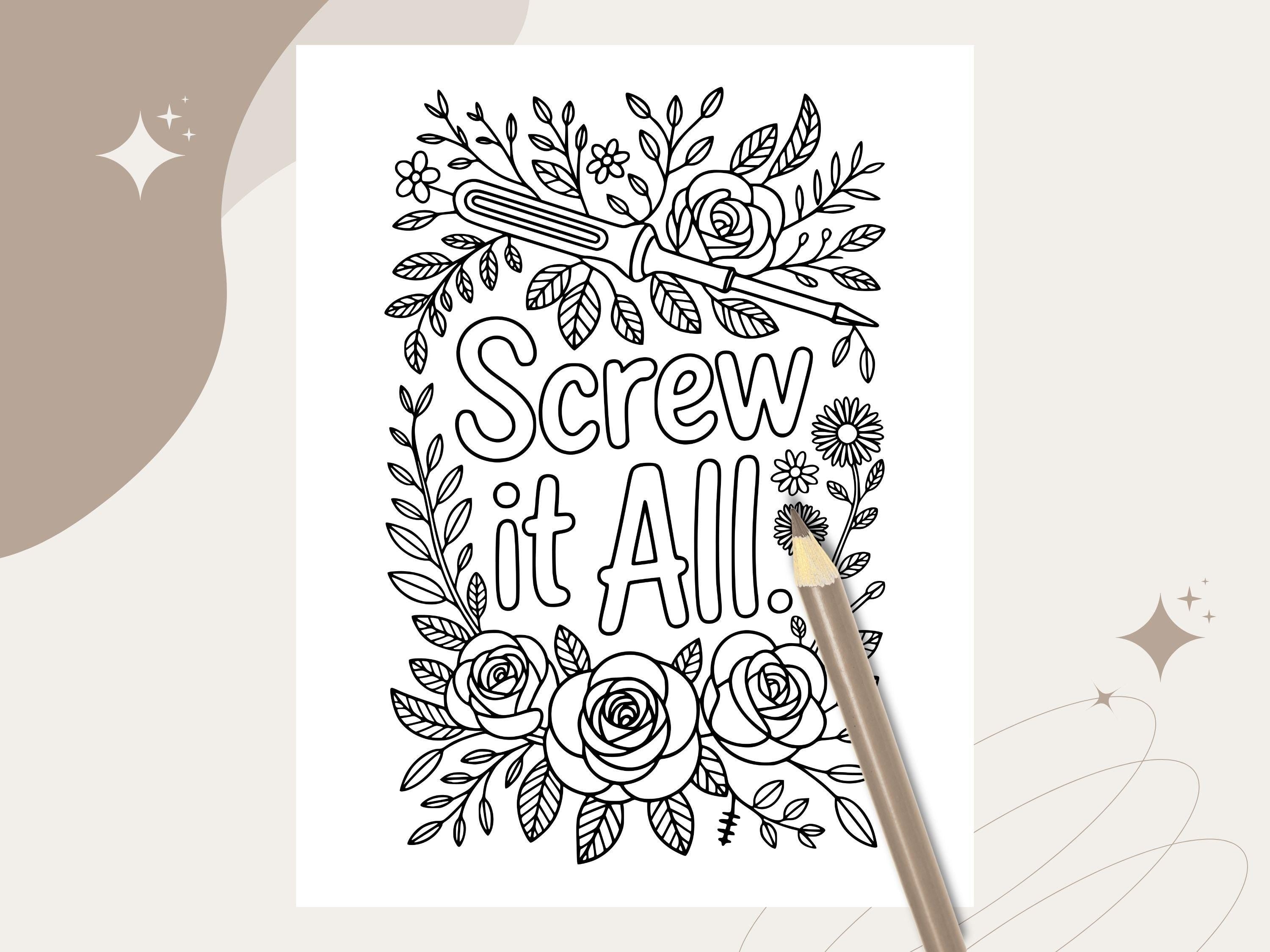 Funny Swear Word Coloring Pages: Snarky Adult Printable (PDF Download, 7 Pages)