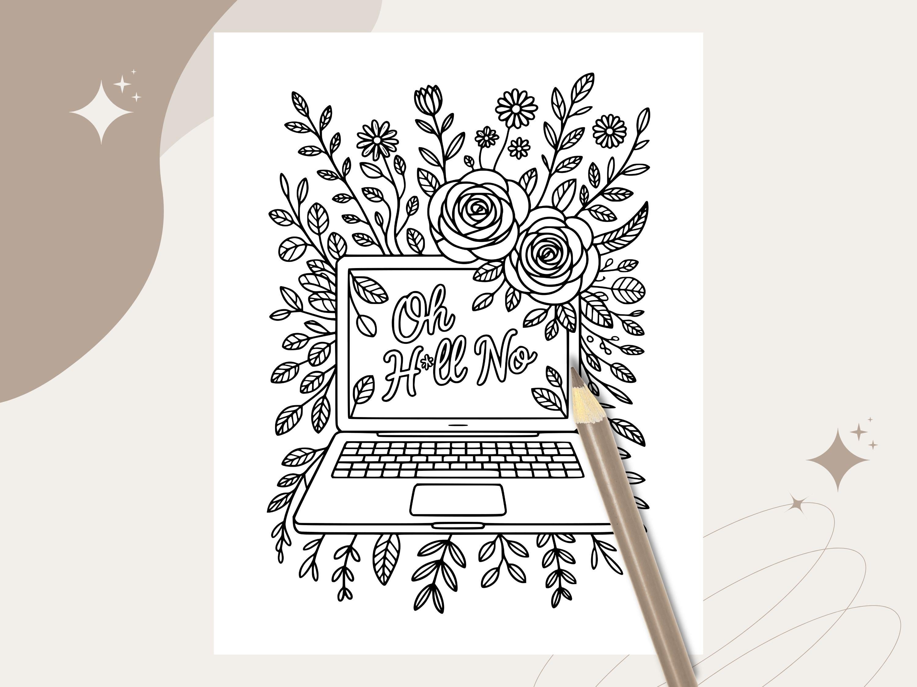 Funny Swear Word Coloring Pages: Snarky Adult Printable (PDF Download, 7 Pages)