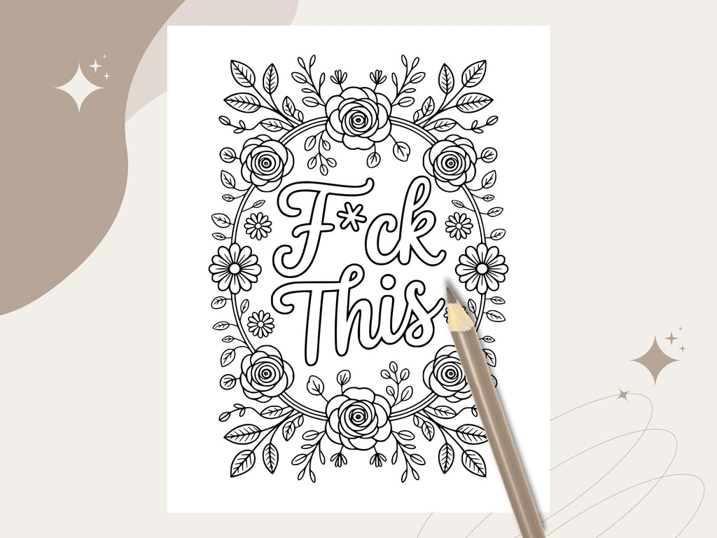 Funny Swear Word Coloring Pages: Snarky Adult Printable (PDF Download, 7 Pages)