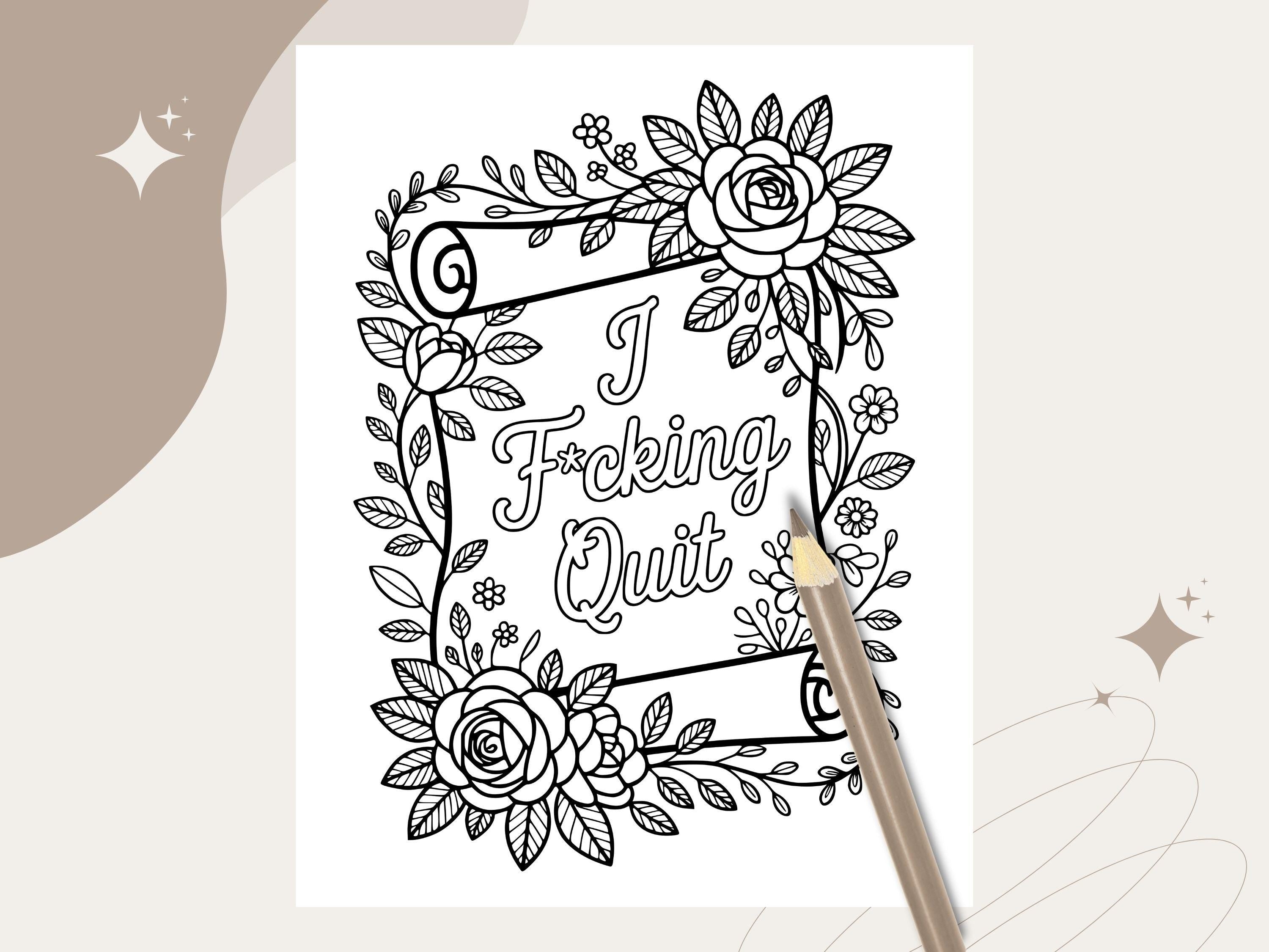 Funny Swear Word Coloring Pages: Snarky Adult Printable (PDF Download, 7 Pages)